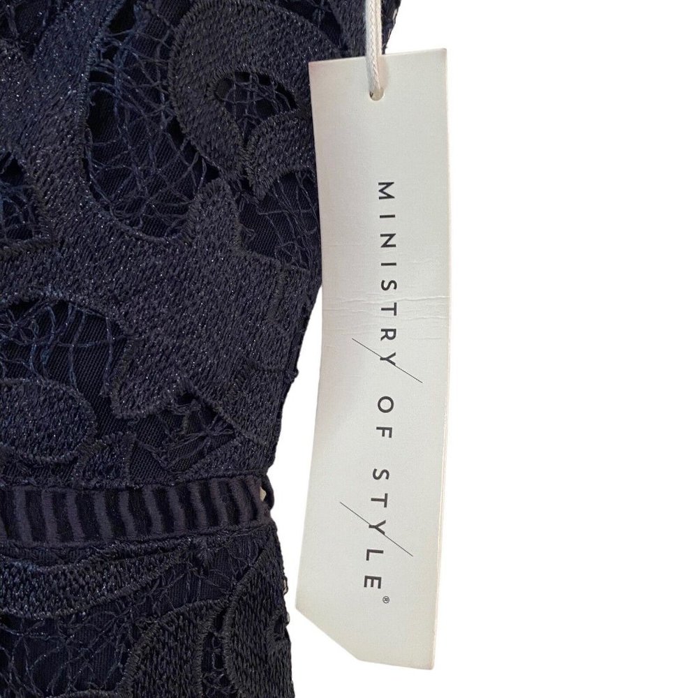Ministry of Style Size AU6 US2 Navy Blue Lace Dahliah Midi Flare Dress New $229 - Picture 7 of 11